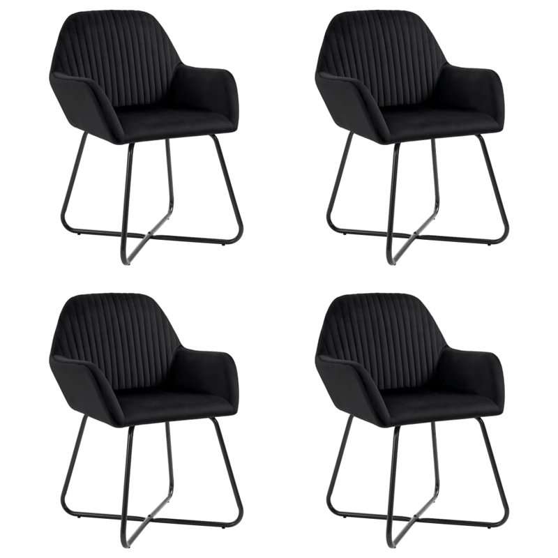 Dining Chairs Upholstered Chair with Metal Legs for Living Room, Black, 4