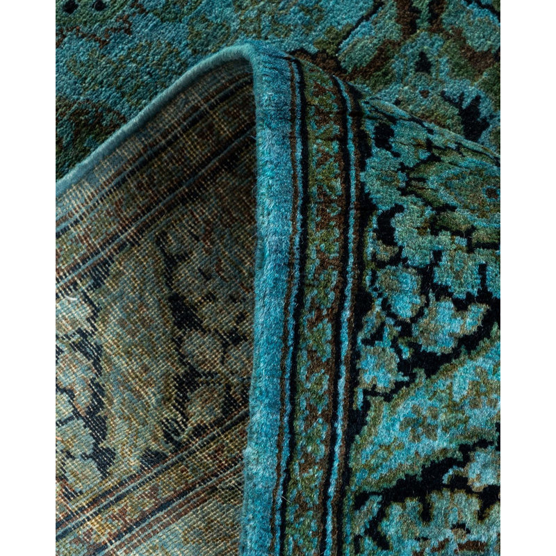 Tapis bleu noué à la main de conception unique Holsworth - bleu