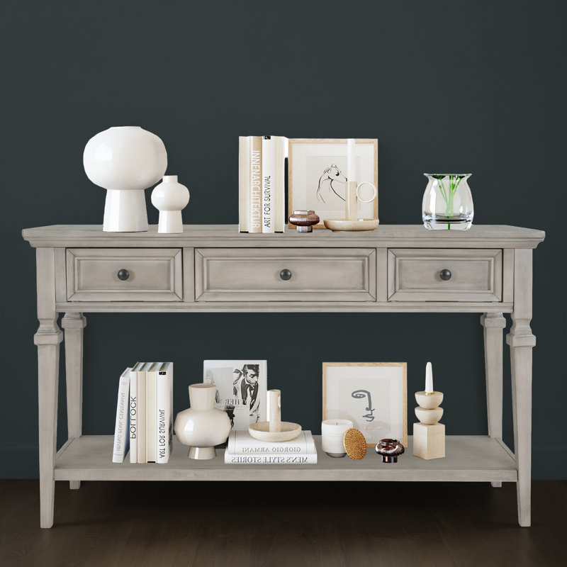 Console en bois massif 50,11 po Eulan, Gris délavé