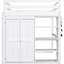 Lit mezzanine blanc avec garde-robe intégrée, rangement et torche rayonnante à DEL-1617667673