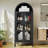 72" H x 31" W Farmhouse Arched Bookcase Wood Storage Display Cabinet With Glass Door & Adjustable Shelves-1669744279