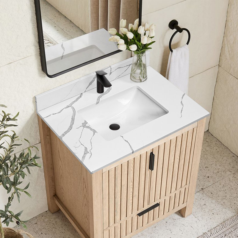 Plateau de meuble-lavabo simple 30 po avec lavabo - pour remplacement de meuble-lavabo, sans armoire