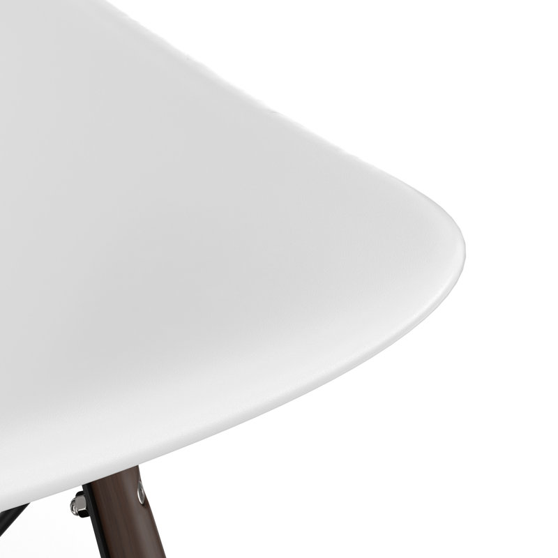 17'' H Metal Beech Side Chair, White, Walnut