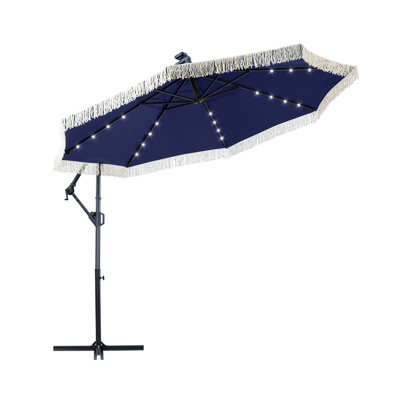 10Ft Patio Offset Hanging Umbrella With Tassels