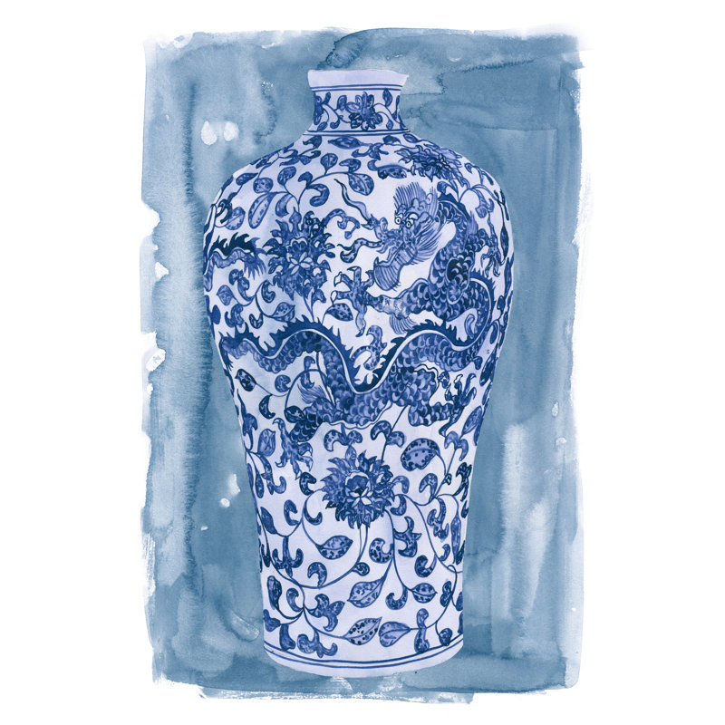 Vase Ming I, H 48 po x l 32 po x P 1,25 po