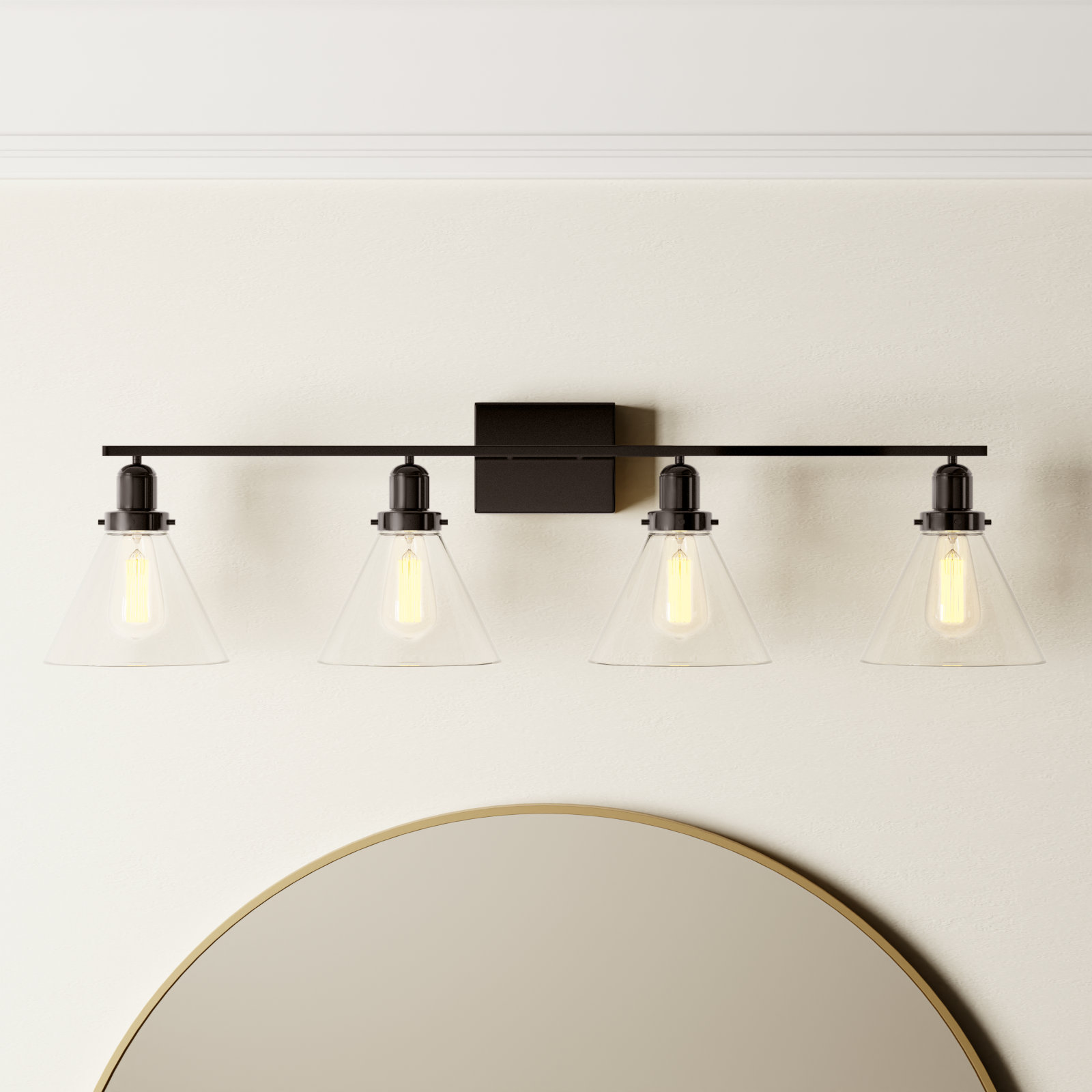 Catalina 4 Light Transparent Dimmable Bath Sconce, English Bronze