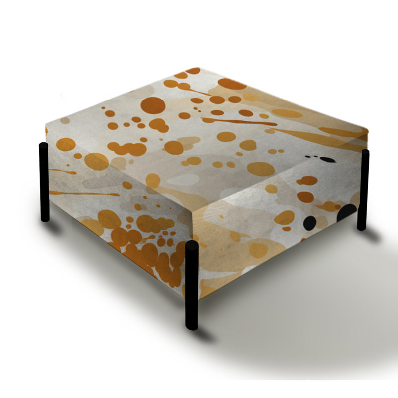 Beige Sphinx Spots - Abstract Large Square Ottoman