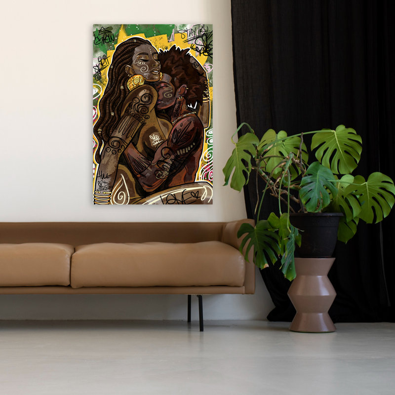 Stabilité - Art figuratif africain multicentrique contemporain, H 48 po x l 32 po