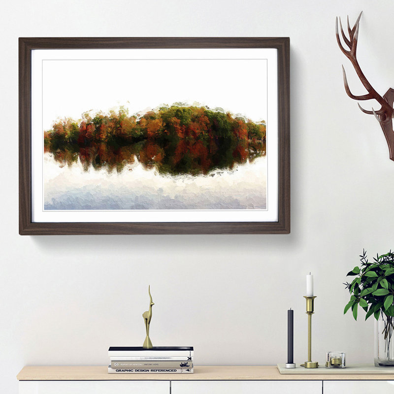 Autumn Forest Reflecting in Abstract - Framed Print, 24cm H x 33cm W x 2cm D, Walnut Framed