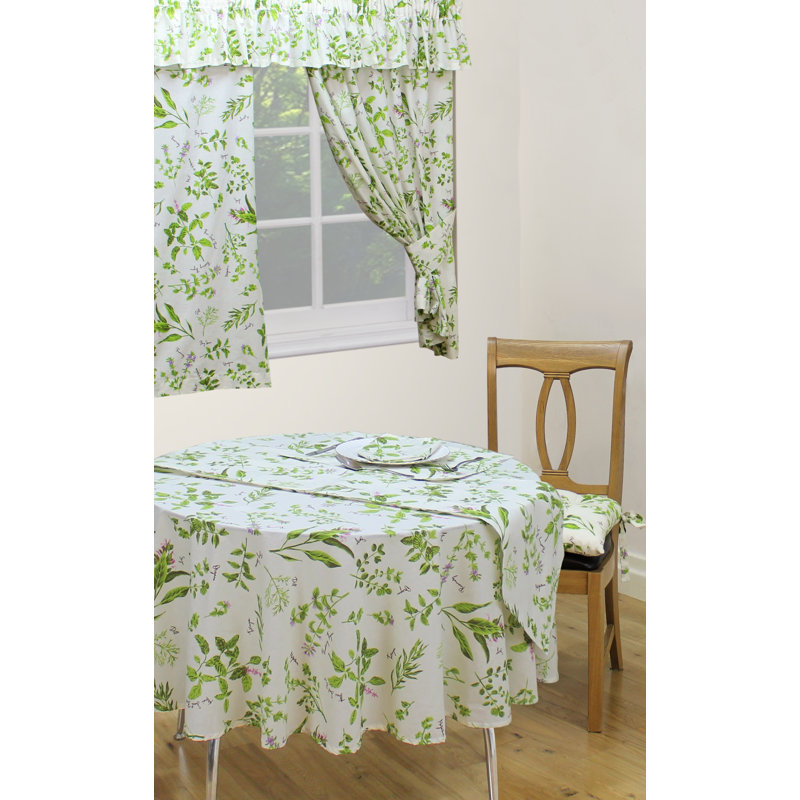 HERBS Frayed Table Cloth, 177cm W x 229cm L