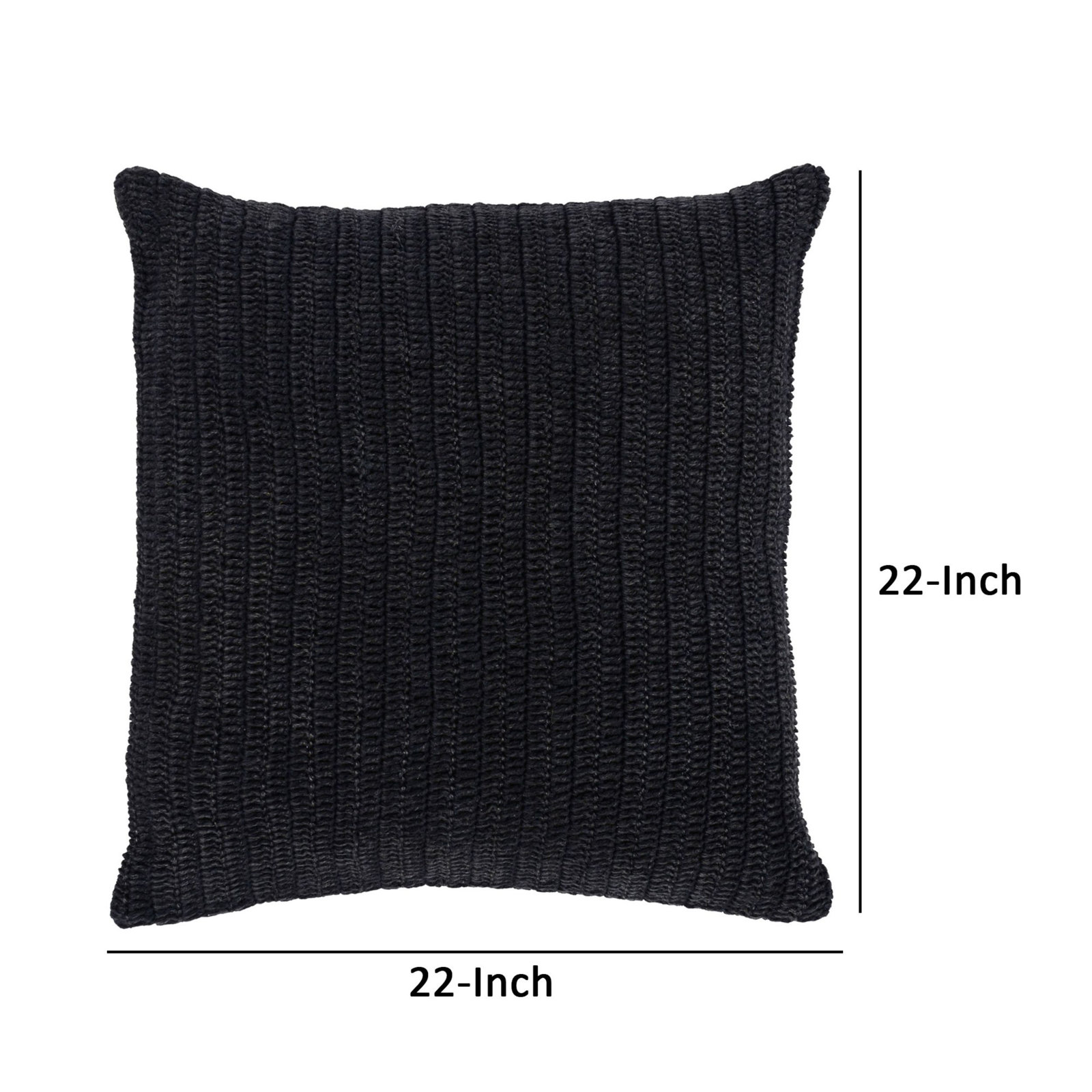 Rowan 22" x 22" Cotton Throw Pillow, Black