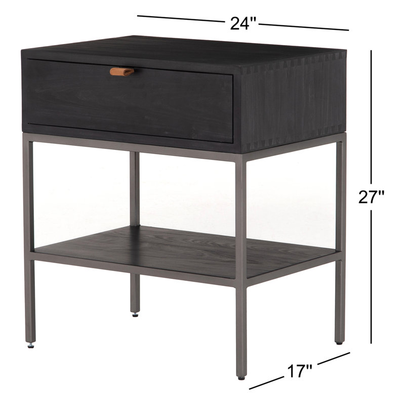 Trey 1 - Drawer Nightstand, Black Wash