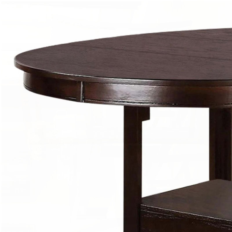 Round Counter Height Table with Leaf and Storage Shelf