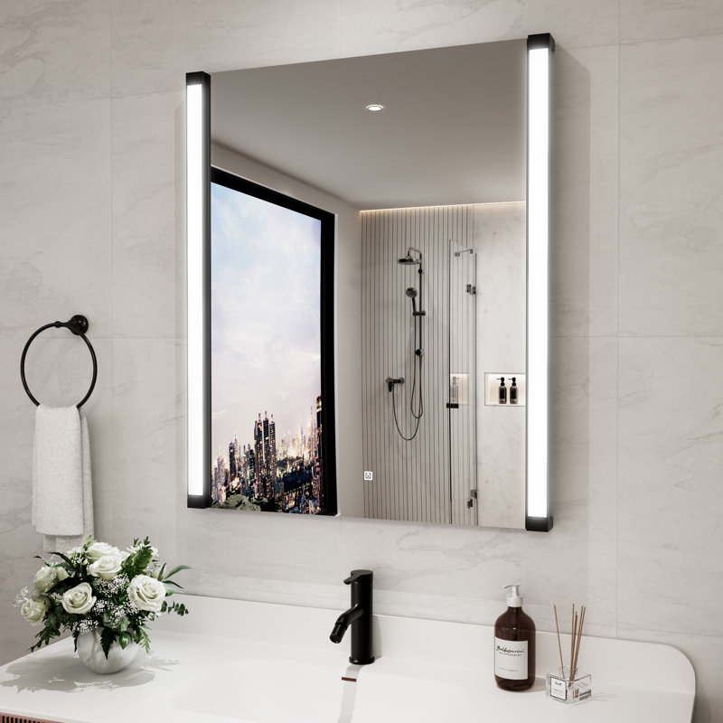30"W X 36"H 270° Pivot LED Bright Light Mirror Adjustable Color Temperature & Dimmable Brightness Memory Function, 36" x 30"