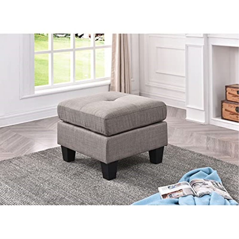 Mucci Upholstered Ottoman, Gray Cotton Twill