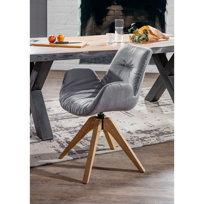 Brada Upholstered Swivel Armchair, Light Gray