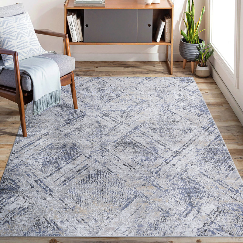 LOOM & LUXE Collection 8X10 Blue/Grey /Geometric Non-Shedding Living Room Bedroom Dining Home Office Stylish And Stain Resistant Area Rug