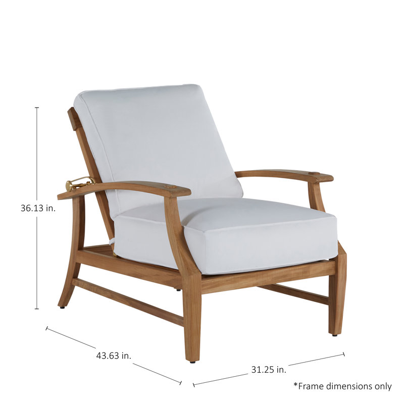 Croquet Teak Patio Chair with Cushions, Welt + Dream Fill, Linen Dove, Natural Teak