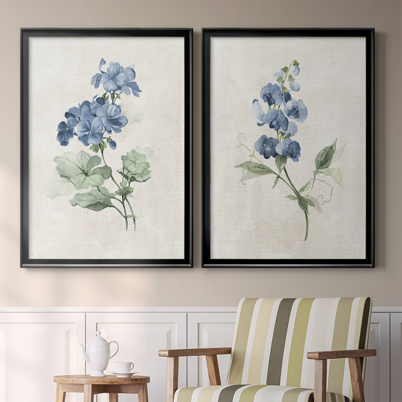 Farmhouse Periwinkle I, toile encadrée de qualité supérieure - prête à être accrochée, Noir, H 24,5 po x l 37 po x P 1,25 po