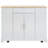 Fluted Kitchen Island with Trash Can Storage, Power Outlet & Internal Storage Rack (White)-129470458