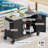 55.5" Outdoor Kitchen Island With Sink, Metal Grill Cart Table With 4 Lockable Wheels