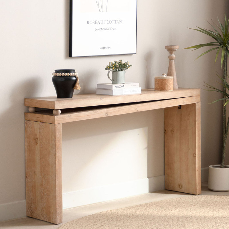 Console rustique moderne, table en bois naturel