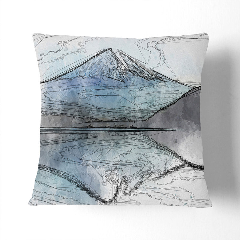 Mount Fuji in Japan Cushion with Filling, 55cm H x 55cm W x 20cm D, Stone