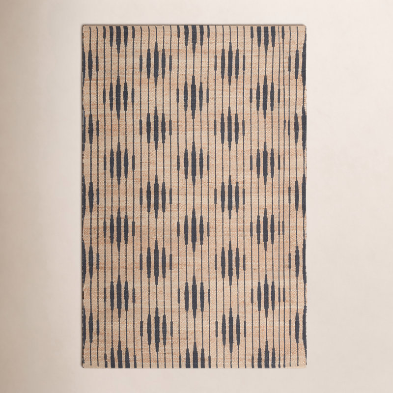 Atolia Handmade Trellis Natural/ Navy Area Rug (9'X12'), Rectangle 9' x 12'