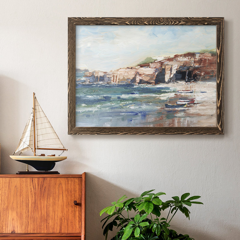 Sea Cliff Study II - Toile tendue avec châssis encadré rustique, Cadre noyer, H 22 po x l 32 po x P 1,5 po