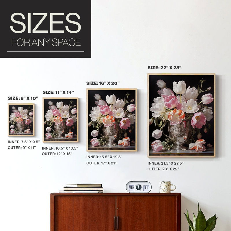 Reproduction encadrée FLORAL Series DCCVVII - bois massif, Naturel, H 11 po x l 9 po