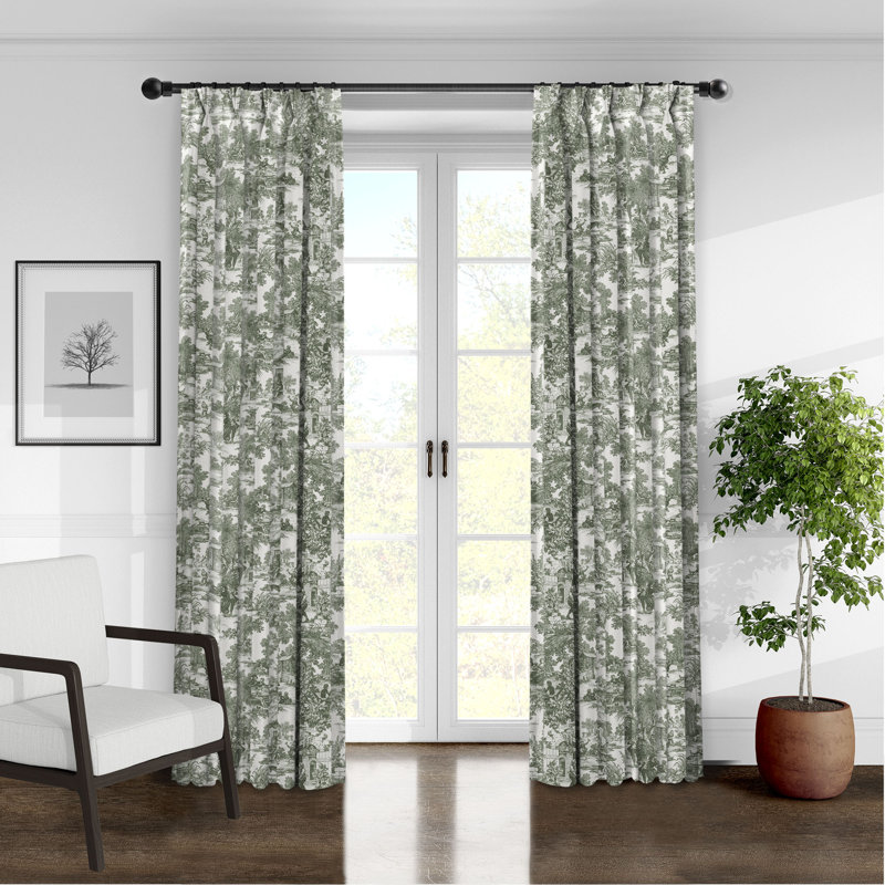 Paire de rideaux Au Village Toile, L 20 po x L 120 po, Herbe sainte