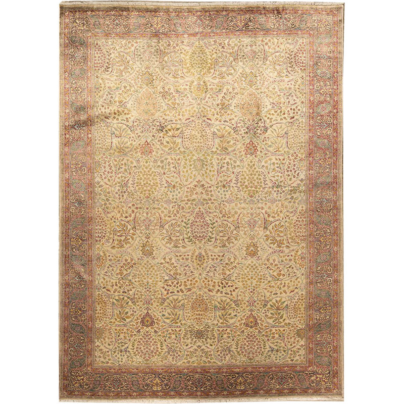 Hand-Knotted High-Quality Cream and Black Area Rug