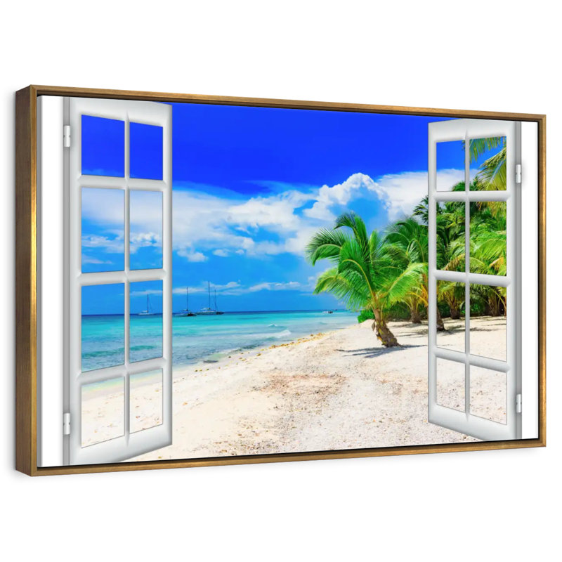Fenêtre sur Malwae, Cadre flottant doré, 37 po x 25 po