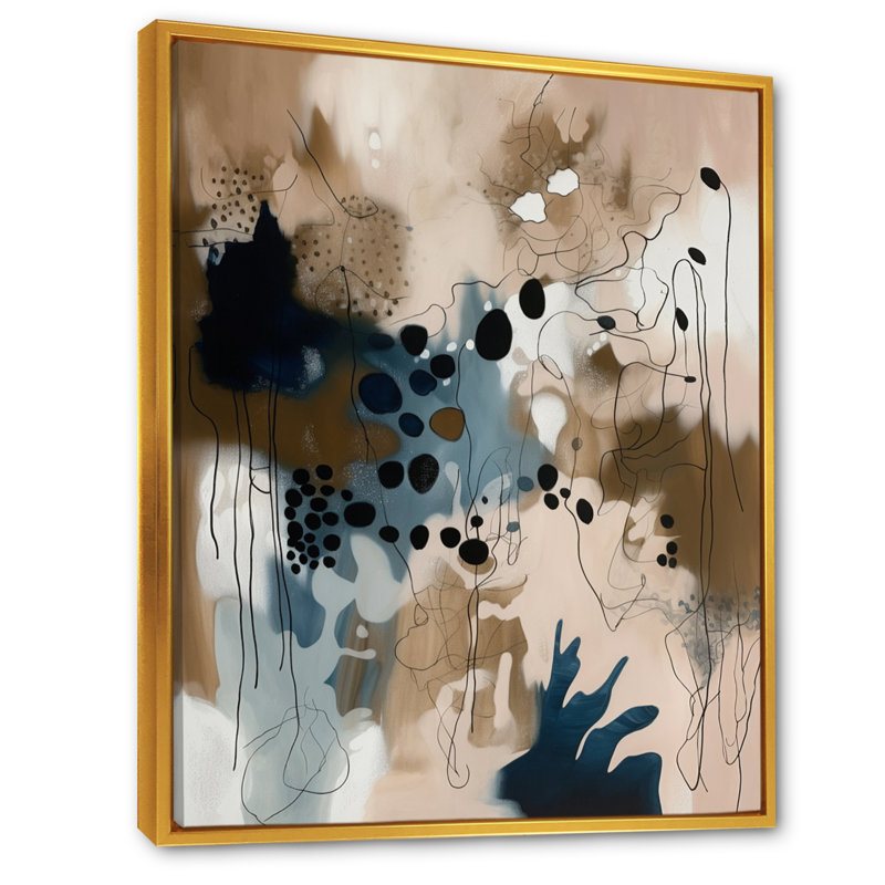 «Blue Reflections II», reproduction sur toile abstraite, L 16 po x H 32 po, Cadre flottant doré