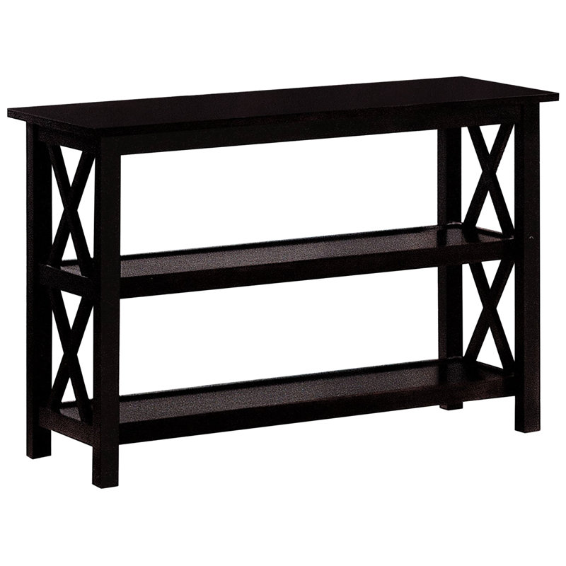 2-Shelf Table In Deep , Geometric Pattern, Modern Transitional Style Console Table, Finish, Rectangular With Two Shelves For Display And Storage