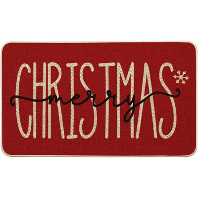 Merry Christmas Snowflake Welcome Decorative Doormat, Seasonal Winter Low-Profile Floor Rug Switch Mat For Outdoor