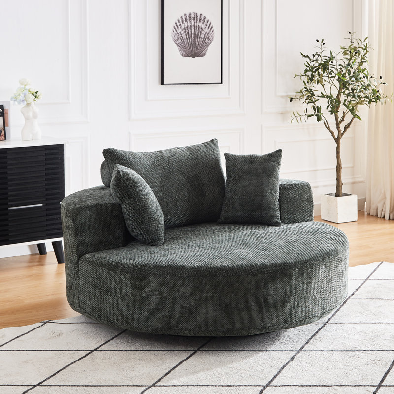 Fauteuil pivotant à 360 degrés Fluffy Chenille, Vert