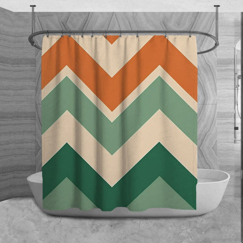 Rideau de douche Winhall, H 93 po x l 70 po, Vert / orange