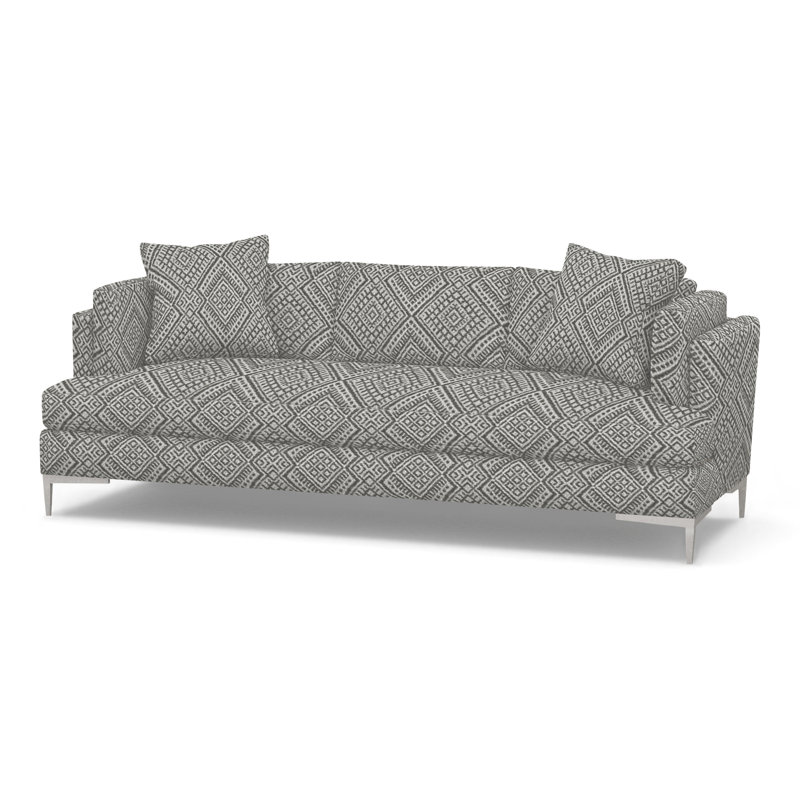 Aiden Upholstered 90.5'' Sofa, Polished Stainless, Perigold Iguazu Platinum