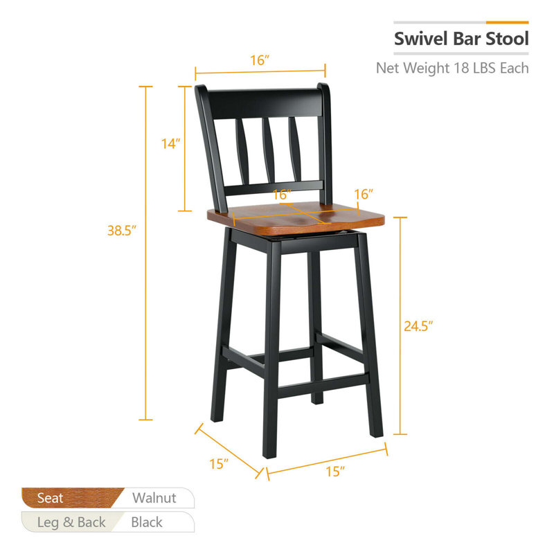 Tabouret de bar 24,5 po Otis, Noir, 2