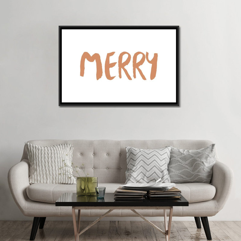 « Merry » par Orara studio-impression d’art textuel, Pas de tapis, H 32 po x l 48 po x 1,5 po, Toile avec cadre noir