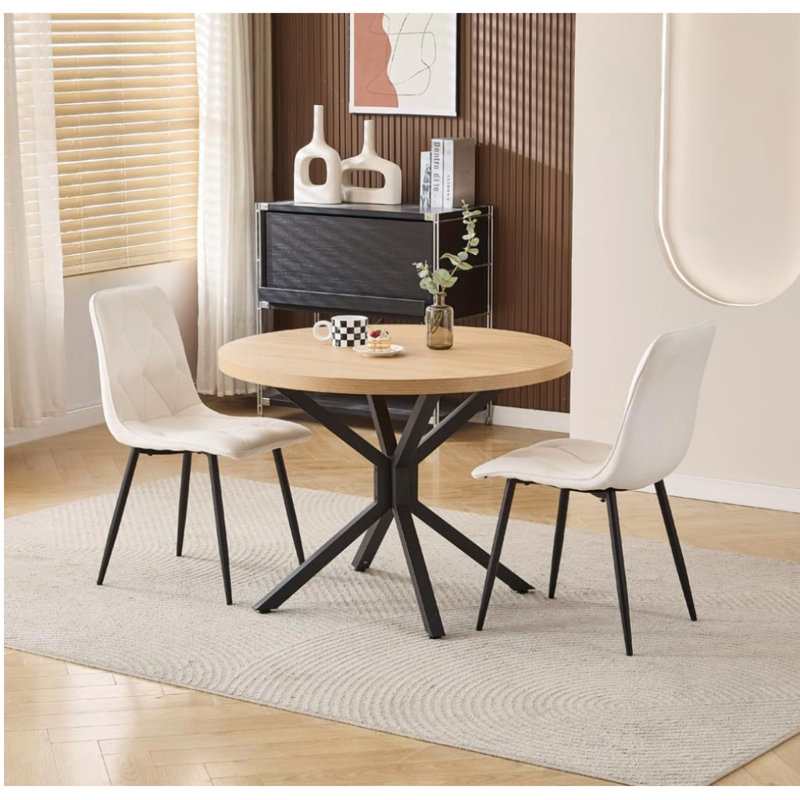 Dining Set, Argyle Grid White Velvet Chairs#2