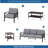 5-Piece Metal Patio Furniture Set, 5-Seat All-Weather Conversation Sofa With 4 Inches Thick Cushions, Frame, Coffee Table & End Table For Porch Backyard Garden-438468534