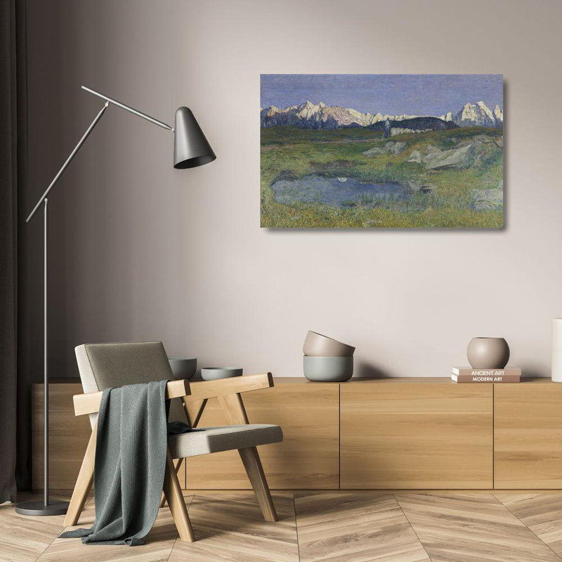«Alpine Landscape at Sunset» par Giovanni Segantini - Art mural sur toile tendue avec châssis, H 24 po x l 17 po
