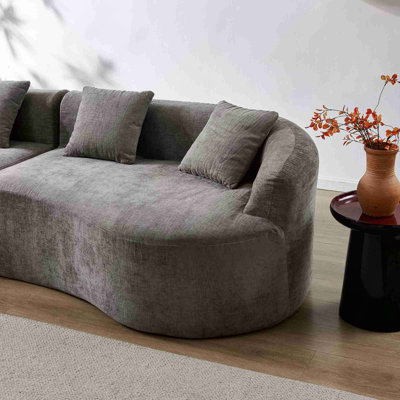 Chenille Fabric Curved Sofa with High-Density Foam and No Assembly,  for Compact Living Spaces