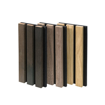 Ensemble de 3 panneaux muraux en lattes de bois naturel acoustique
