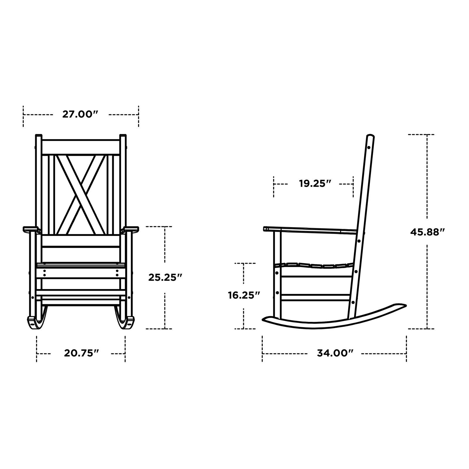 POLYWOOD® Braxton Patio Rocking Chair, Mahogany