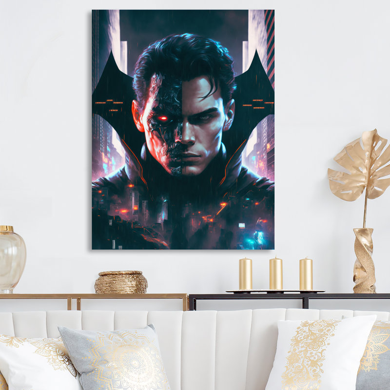 «Double Exposure Man Portrait Sci-Fi III», impression sur toile, H 20 po x l 12 po x P 1 po, Toile tendue