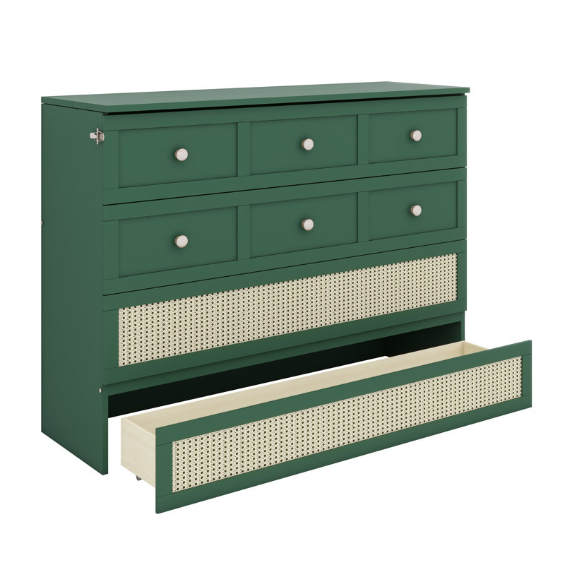 Lit rabattable avec beaucoup de rangement pour les tiroirs, Vert