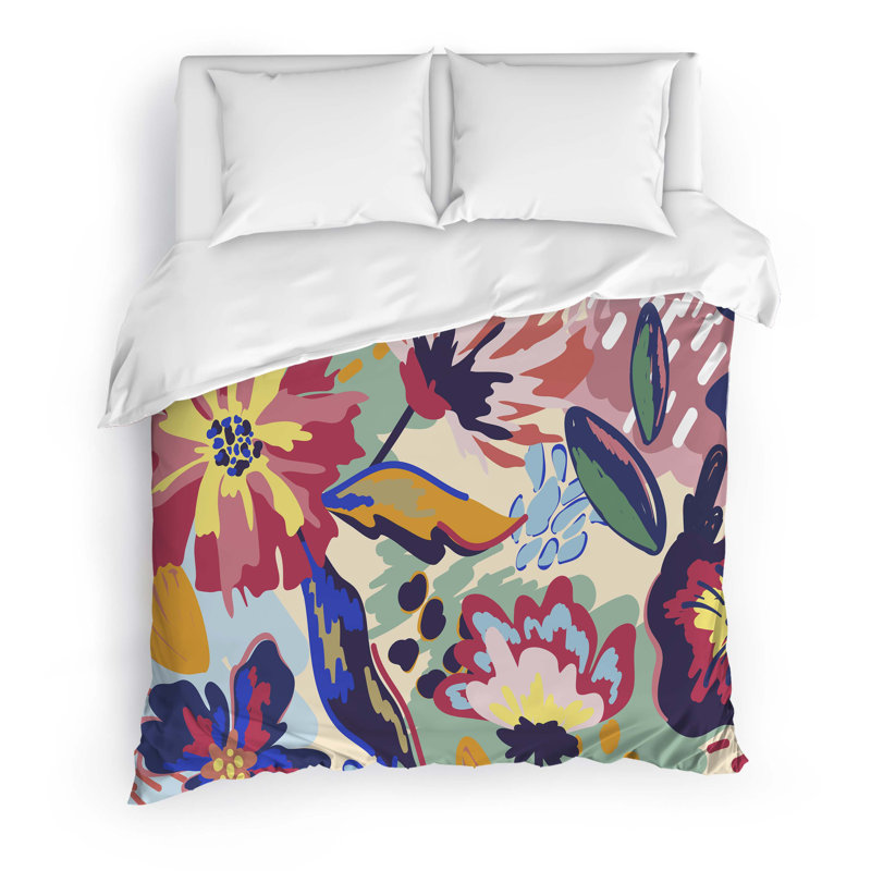 Floral Garden Twill Duvet Cover, Queen Duvet Cover + 2 Pillow Cases